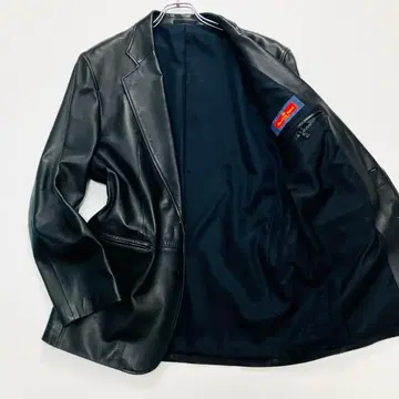 [ 레어 사이즈 ] 테일러드 자켓 램 가죽 일본제 광택 블랙 L