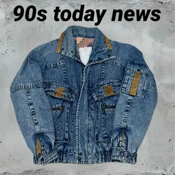 90s 투데이 뉴스 빈티지 블루 데님 자켓 L 사이즈