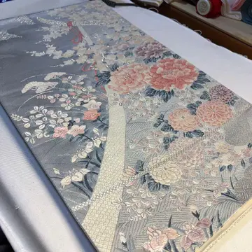 5378. 후쿠로 오비 순수 실크 플라티나 이중박 미사용