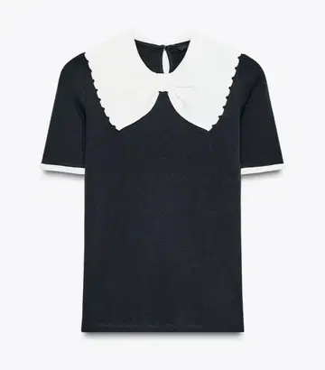 ZARA 리본 포함 청키 니트 옷깃 T셔츠