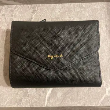 Agnesb 이단 접이식 블랙 지갑