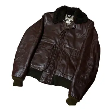 가죽 에비에이터 자켓 다크 브라운