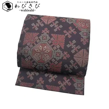 나고야 오비 추상 화문 올 패턴 자색 금실 O-5577