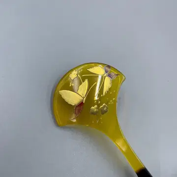 20 빈티지 수지 옐로우 컬러 나비 헤어콤