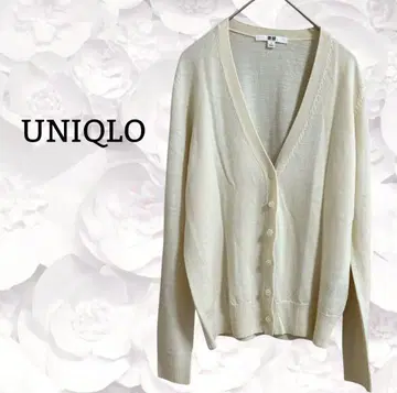 유니클로 [ UNIQLO ] 가디건 퓨어 울 V넥 [ S ] 아이보리