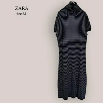 자라 ZARA 터틀넥 원피스 보더 니트 원피스 종아리 기장
