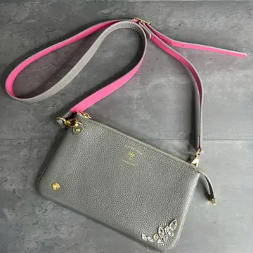 컨디션 최상 A.D.M.J. 천연 가죽 숄더백 지갑 크리스탈