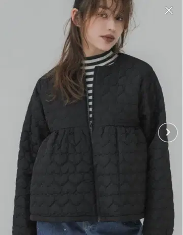 coca 발수 가공 하트 퀼팅 개더 자켓