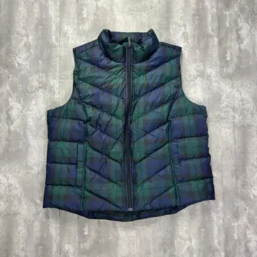 랜즈엔드 체크 무늬 다운 베스트 그린 XL 5873