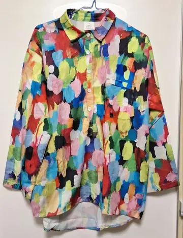 컬러풀 페인트 패턴 긴팔 셔츠 M 사이즈