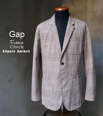 갭 Gap 베이지 계열 체크 코튼 블레이저 테일러드 자켓
