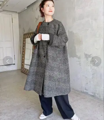 Spick & Span 스픽 앤 스팬 노카라 체크 코트