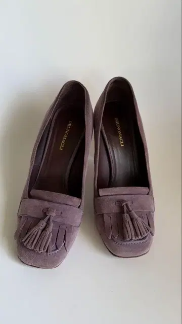 BRUNOMAGLI 블루노마리 프린지 스웨이드 로퍼 청키힐