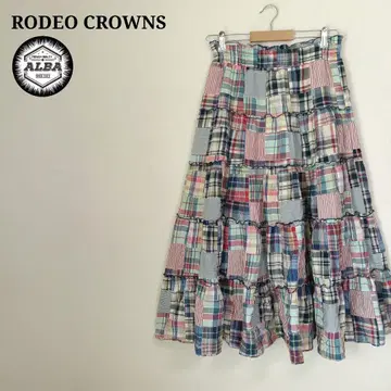 RODEOCROWNS 로데오 크라운 플레어 스커트 체크 무늬 스트라이프