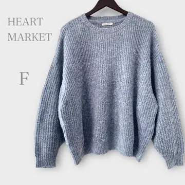 하트마켓 하트 자수 니트 블루 오버 사이즈
