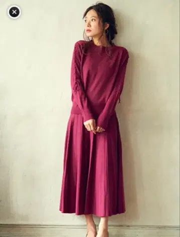 셰리모나 니트 플리츠 스커트 셋업