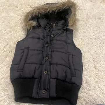 헤이세이 갸루 y2k 그런지 다크 코어 퍼 달린 다운 베스트 블랙