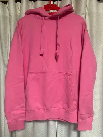 남성용 후드 부착 후드티 핑크 L 사이즈