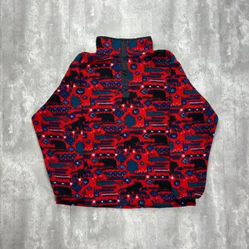 엘엘빈 80s 올 패턴 하프 버튼 플리스 자켓 XL 상당 5874