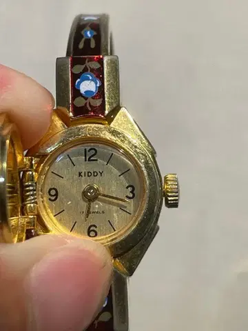 KIDDY 여성용 손목시계 골드 꽃무늬