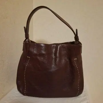 genten 다크 브라운 가죽 핸드백