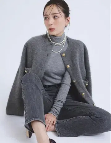 anuans 라쿤 블렌드 노카라 니트 자켓