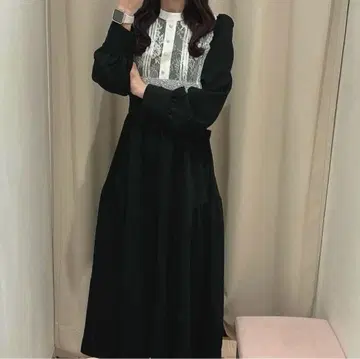 AnMILLE 요크 레이스 플레어 원피스