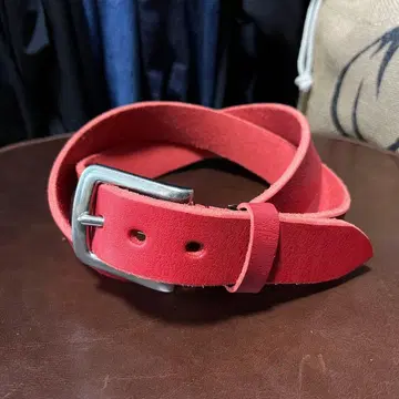 네고 불가 도치기 가죽 워싱 가공 벨트 레드 35mm 천연 가죽 소가죽