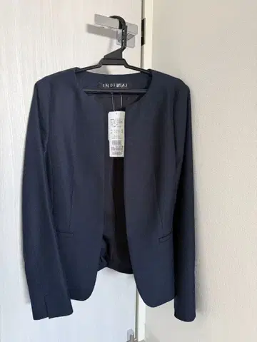 네이비 노카라 자켓