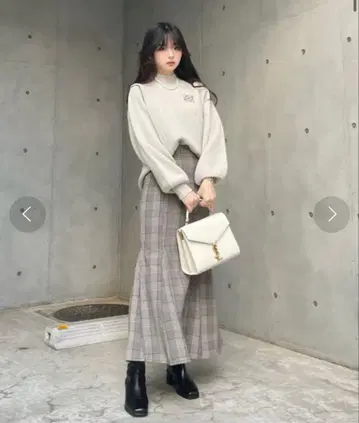 체크 탭 머메이드 스커트