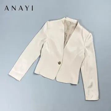 새상품급 ANAYI 노카라 자켓 핑크 베이지 사이즈 38*GD1124