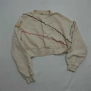 포피 컬러풀 라인 자수 크림 계열 맨투맨 트레이닝복 F 사이즈