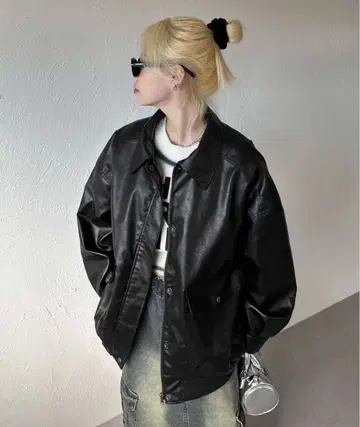 sedacle girl 인조 가죽 블루종 L