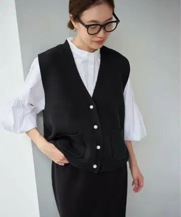 펄 니트 베스트