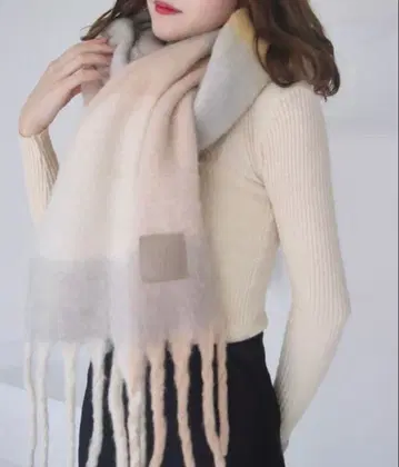 mellowneon 볼륨 블록 체크 머플러 그레이 미사용 새상품