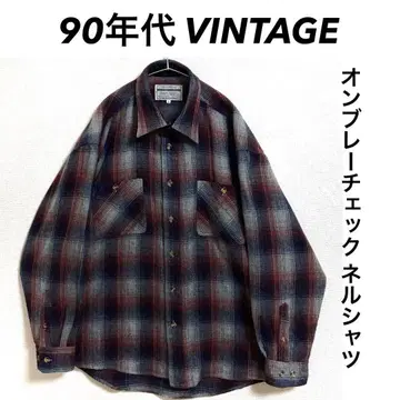 90년대 VINTAGE 플란넬 셔츠 옴브레 체크 빅 실루엣