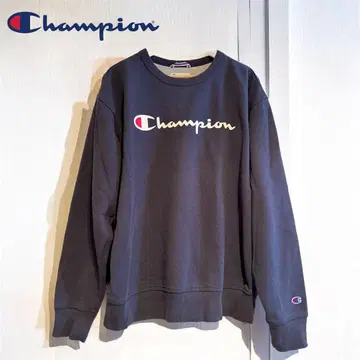 Champion 로고 맨투맨 트레이닝복 (네이비) L 사이즈 리버스 위브