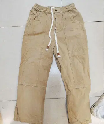 베이지 카고 팬츠 허리밴딩