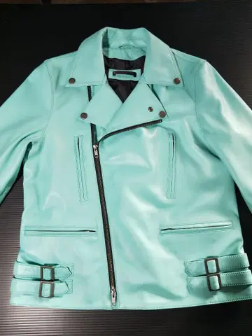 류구 가죽, 더블 라이더 자켓 터콰이즈 블루 (새상품급)