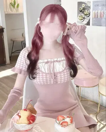 암커버 포함 하운드투스 체크 원피스 허니뮤 HONEY MEW 미셸 마카롱