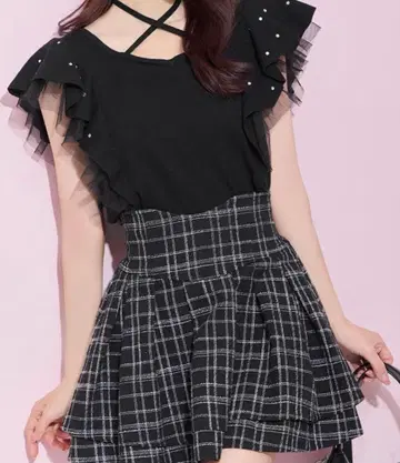 미셸 마카롱 슬림 레그 트위드 스커트