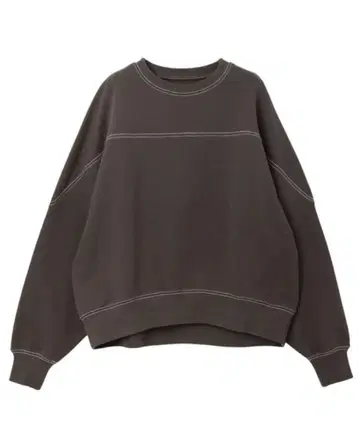 쭈리 배색 스티치 긴팔 맨투맨 상의 맨투맨 S 브라운