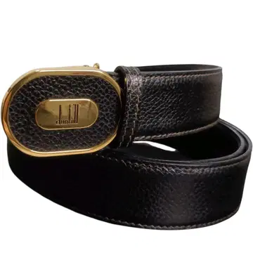 dunhill 골드 금장 장식 주름 가죽 벨트 블랙 36/90