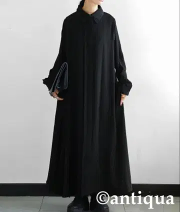 안티카 아지메 플리츠 원피스 프리 사이즈 블랙