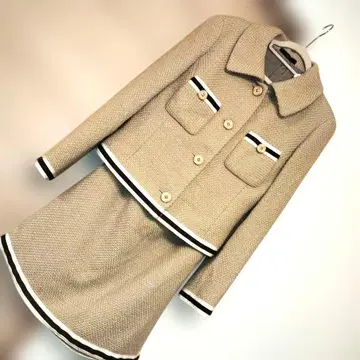 빈티지 쇼와 레트로 버블 수트 M 트위드 베이지 셋업