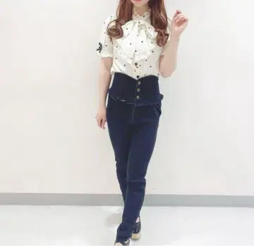 LIZLISA 하이웨스트 데님 스키퍼 팬츠