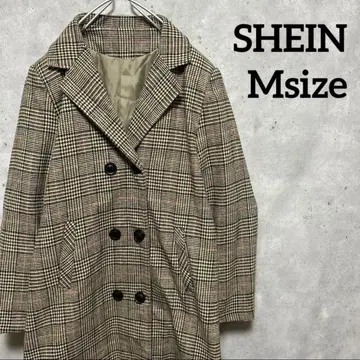 [ SHEIN ] 글렌체크 체스터 코트 브라운 Msize