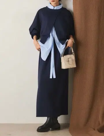 네이비 스커트 셋업 ESICA 새상품