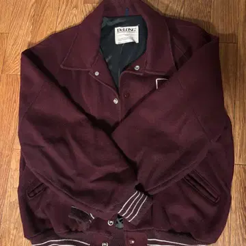 WTSU 로고 자수 바시티 자켓 버건디