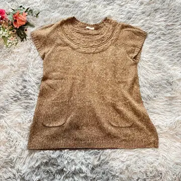 니트 베스트 빅 사이즈 [ 3L ] 브라운 멜란지얀 포켓